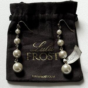 Graduated Glass Pearl Drop Earrings – Lulu Frost, Gold Tone, 2.75” Long